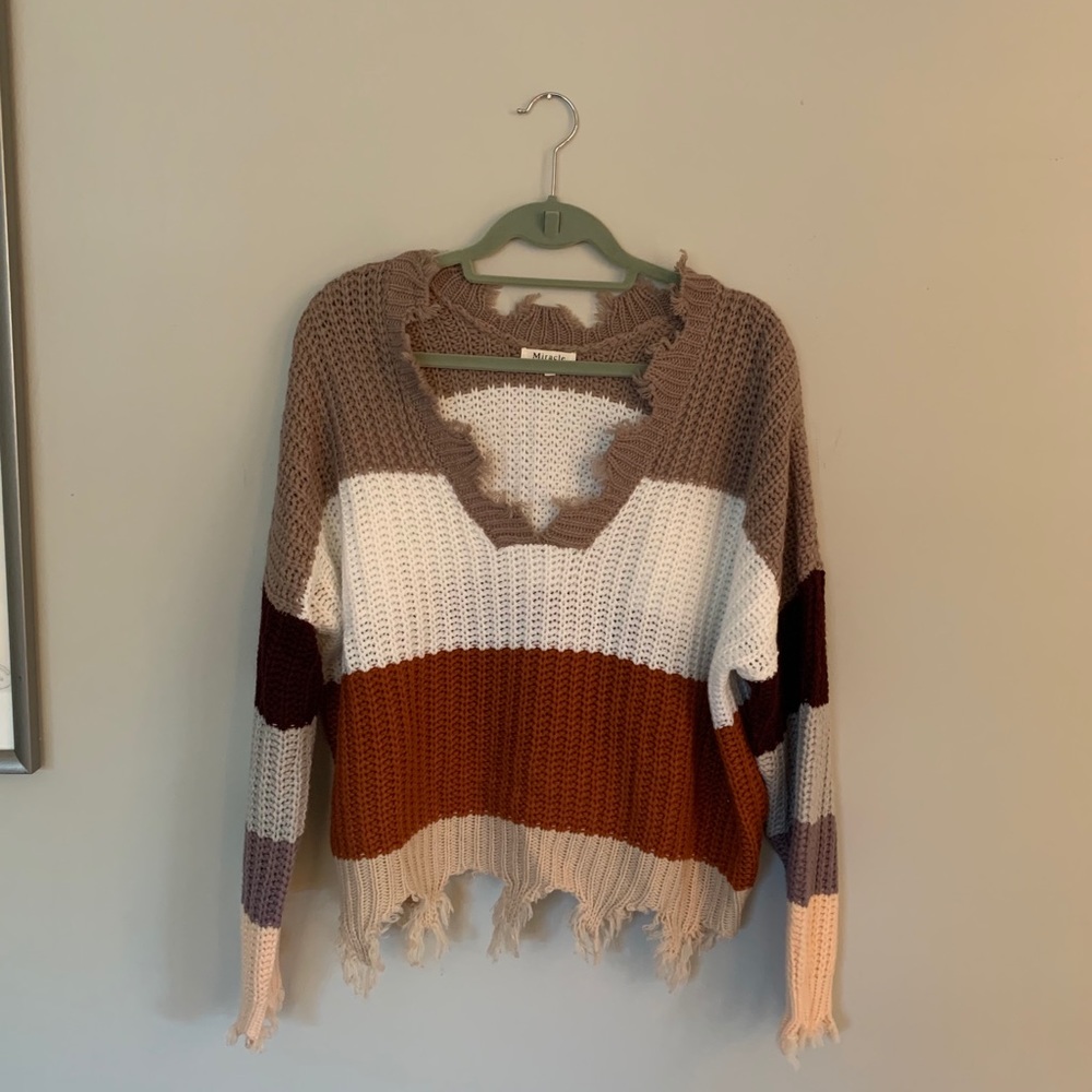 Distressed Striped Sweater